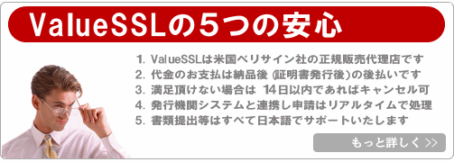 SSLサーバ証明書ValueSSLの５つの安心